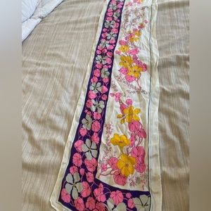 Vintage neon floral silk scarf
